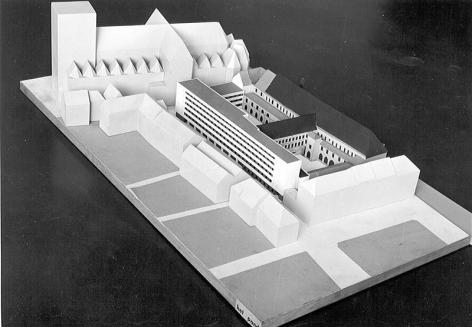 Maquette van Het Pand met het ontwerp voor een studentenhome (Collectie Universiteitsarchief Gent).