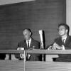 Karel Goeyvaerts en Herman Sabbe op het eerste IPEM-colloquium in 1964 (collecti