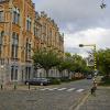 De Jozef Kluyskensstraat met links het Rommelaerecomplex van de universiteit en rechts het voormalig stedelijk ziekenhuis (Collectie UGentMemorie, © UGent - foto Pieter Morlion).