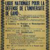 De Ligue Nationale pour la Défense de l&#039;Université de Gand was een van de franskiljonse strijdverenigingen. Met deze affiche gaat een van de grootste Vlaamse studentenverenigingen, het AVHV, in het verweer (Collectie AMVC-Letterenhuis).