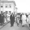 Koningin Fabiola bezoekt het Academisch Ziekenhuis in 1961. Links rector Pieter Lambrechts (Collectie Universiteitsarchief Gent - foto A. Van Lancker).