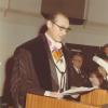 Laudatio door promotor André Vlerick bij de uitreiking van de eredoctoraten op de Dies Natalisviering in 1975 (Collectie Universiteitsarchief Gent - foto R. Masson).