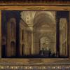 Schilderij uit 1827 van het peristylium van de Aula door Ange De Baets, drie jaar na de inhuldiging in 1824 (Collectie Universiteitsarchief Gent).