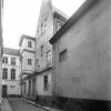 Paddenhoek, een van de straten die de universiteitssite van de Voldersstraat afbakent voor de restauratie in 1963 (Collectie Universiteitsarchief Gent - foto A. Van Lancker).