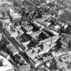 Luchtfoto van site Voldersstraat met de Aula, Huis van Crombrugge, het voormalige jezuïetenklooster, de Emiel Braunschool en de Paddenhoek (Collectie Universiteitsarchief Gent - foto I.M.P.F.).