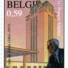 Postzegel uit 2003 met een afbeelding van Henry van de Velde en de Boekentoren (Collectie Universiteitsarchief Gent).