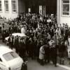 Studentenprotest aan de trappen van de Blandijn in maart 1969 (Collectie Universiteitsarchief Gent - foto Renaat Willockx).