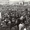 Studentenbetoging op het Sint-Pietersplein in maart 1969 (Collectie Universiteitsarchief Gent - foto Renaat Willockx).