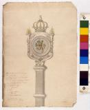 Ontwerptekening voor de fasces van de Gentse universiteit door Lieven de Bast uit 1816 (Collectie Universiteitsarchief Gent, © Nationaal Archief Den Haag).