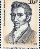 Postzegel met afbeelding van statisticus en alumnus Adolphe Quételet (Collectie Universiteitsarchief Gent).